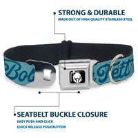 Star Wars Boba Fett Helmet Logo Full Color Black/White Seatbelt Buckle Collar - Star Wars BOBA FETT Script and Logo Blues/Red