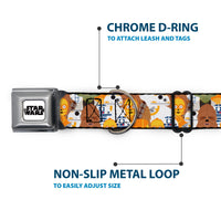 STAR WARS Logo Full Color White/Black Seatbelt Buckle Collar - Star Wars 5-Character Poses Stacked