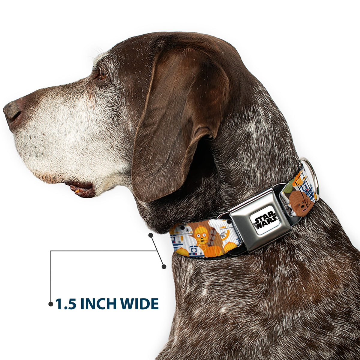 STAR WARS Logo Full Color White/Black Seatbelt Buckle Collar - Star Wars 5-Character Poses Stacked