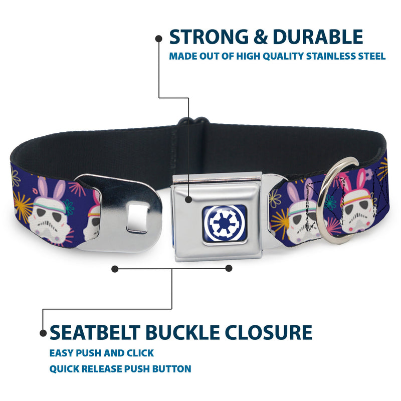 Star Wars Galactic Empire Icon Full Color Purple/White Seatbelt Buckle Collar - Star Wars Holiday Stormtrooper Easter Bunny Ears Purple