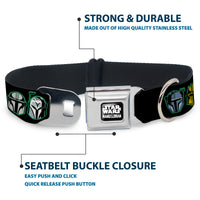 STAR THE MANDALORAIN Title Logo Full Color Black/White Seatbelt Buckle Collar - Star Wars the Mandalorian Helmets Black/Multi Color