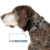 STAR WARS Logo Full Color Black/White Seatbelt Buckle Collar - Star Wars Classic Character Poses Black