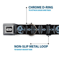 STAR WARS Logo Full Color Black/White Seatbelt Buckle Collar - Star Wars Death Star and TIE Fighters Black/Gray