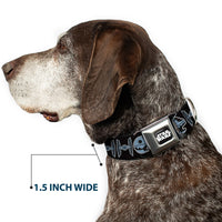STAR WARS Logo Full Color Black/White Seatbelt Buckle Collar - Star Wars Death Star and TIE Fighters Black/Gray