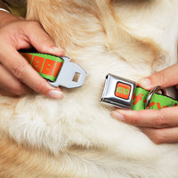 STAR WARS Logo Full Color Orange/Green Seatbelt Buckle Collar - Star Wars JABBA THE HUTT Text and Characters Green/Orange