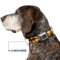 Tom and Jerry Logo Full Color Black Red Seatbelt Buckle Collar - TOM & JERRY Tom Chasing Jerry Houndstooth Browns