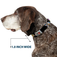 Tom and Jerry Logo Full Color Black Red Seatbelt Buckle Collar - TOM & JERRY Poses Black/Multi Color