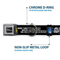 TRANSFORMERS Title Logo Full Color Black/Gray Fade Seatbelt Buckle Collar - TRANSFORMERS MORE THAN MEETS THE EYE Character Trio Black/White