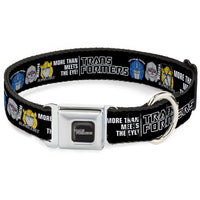 TRANSFORMERS Title Logo Full Color Black/Gray Fade Seatbelt Buckle Collar - TRANSFORMERS MORE THAN MEETS THE EYE Character Trio Black/White