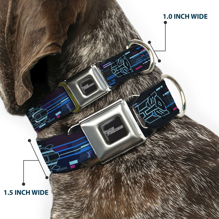 TRANSFORMERS Title Logo Full Color Black/Gray Fade Seatbelt Buckle Collar - Transformers Autobots IN THE ZONE Icons Blues/Reds
