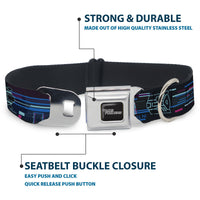 TRANSFORMERS Title Logo Full Color Black/Gray Fade Seatbelt Buckle Collar - Transformers Autobots IN THE ZONE Icons Blues/Reds