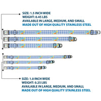 THE WIZARD OF OZ Logo Full Color White Seatbelt Buckle Collar - THE WIZARD OF OZ Logo Gingham Checker Blues
