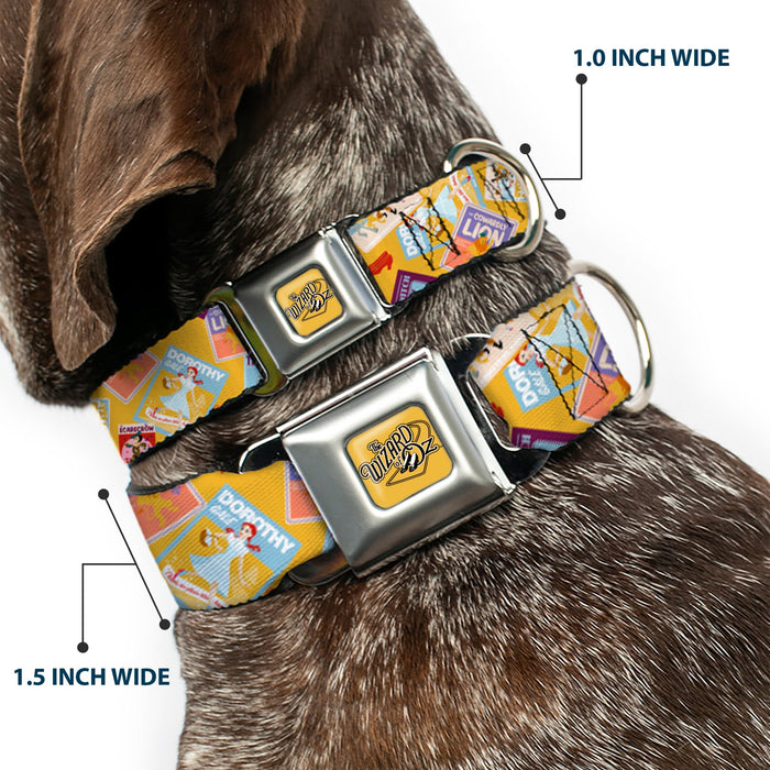 THE WIZARD OF OZ Title Logo Full Color Yellow/Black Seatbelt Buckle Collar - The Wizard of Oz Characters Scenes and Icons Collage Yellow