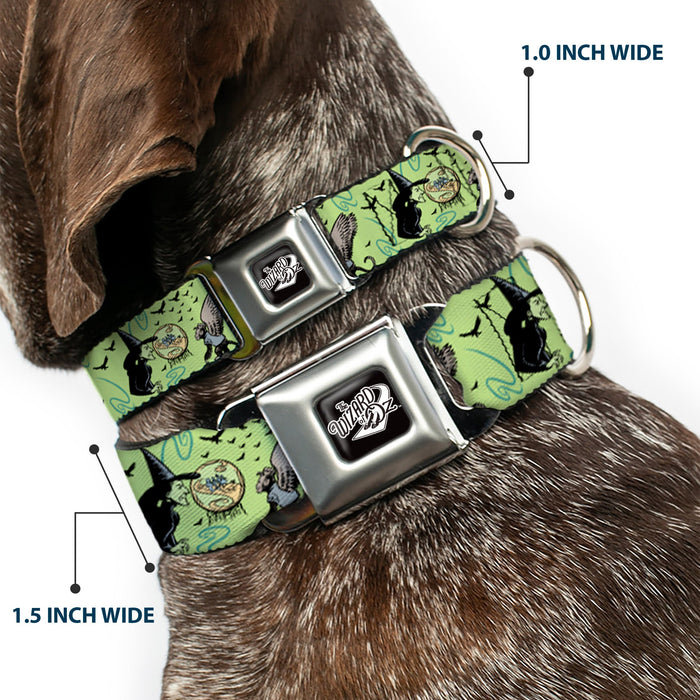 THE WIZARD OF OZ Title Logo Full Color Black/White Seatbelt Buckle Collar - The Wizard of Oz Wicked Witch of the West and Flying Monkeys Greens