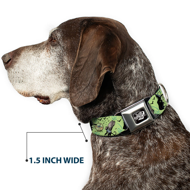 THE WIZARD OF OZ Title Logo Full Color Black/White Seatbelt Buckle Collar - The Wizard of Oz Wicked Witch of the West and Flying Monkeys Greens