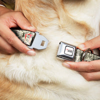 IT WELCOME TO DERRY Title Logo Full Color White Seatbelt Buckle Collar - IT WELCOME TO DERRY Camping Forest Scenery and Title Logo Beige/Grays
