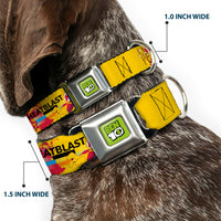 BEN 10 Title Logo Full Color Green/Black/White Seatbelt Buckle Collar - BEN 10 HEATBLAST Poses and Text Yellow/Reds