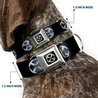 X-Men X Icon Full Color Black/Silvers Seatbelt Buckle Collar - X-Men X Icon Black/Silvers
