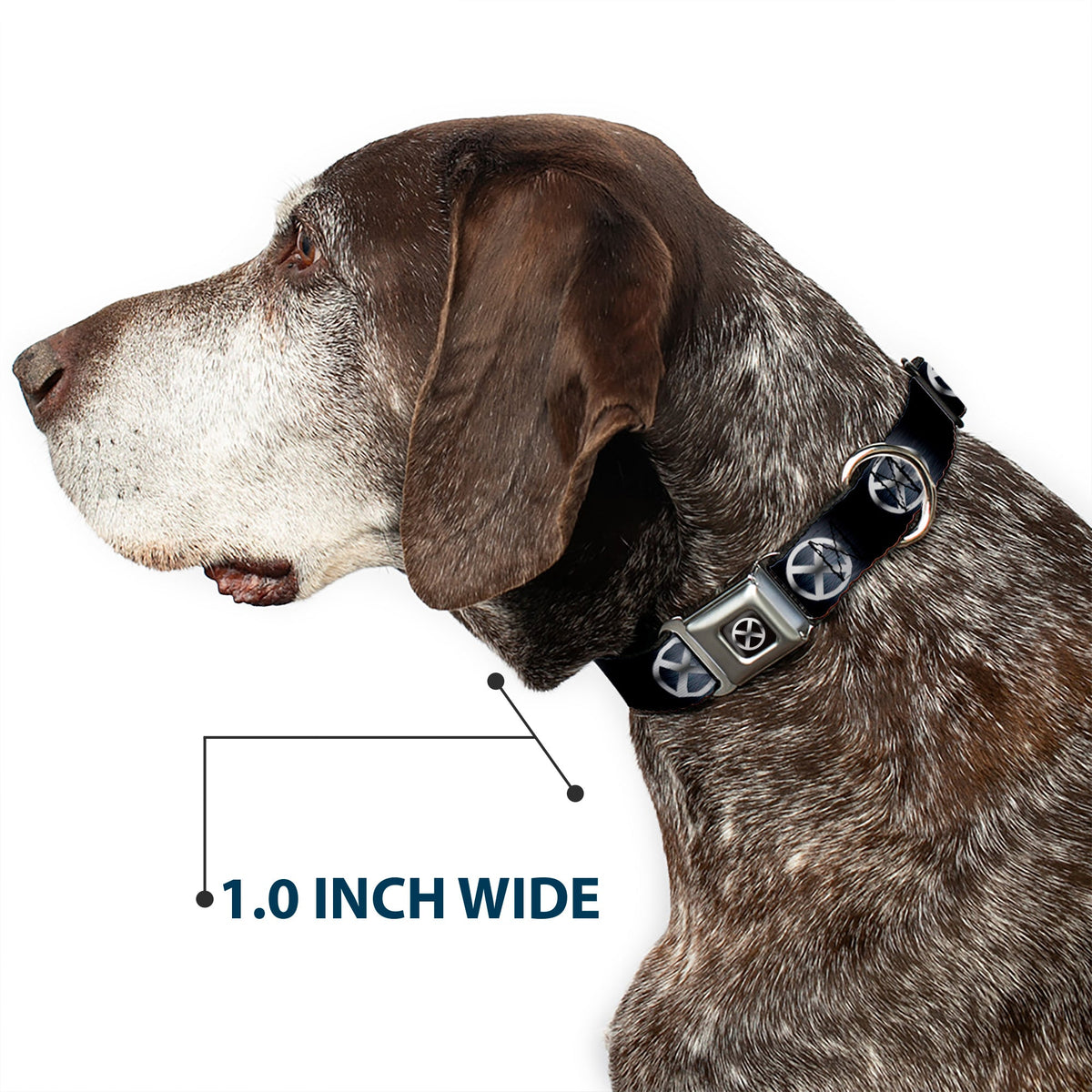 X-Men X Icon Full Color Black/Silvers Seatbelt Buckle Collar - X-Men X Icon Black/Silvers
