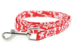 Hawaiian Hibiscus Red Cool Mesh Harness with Leash