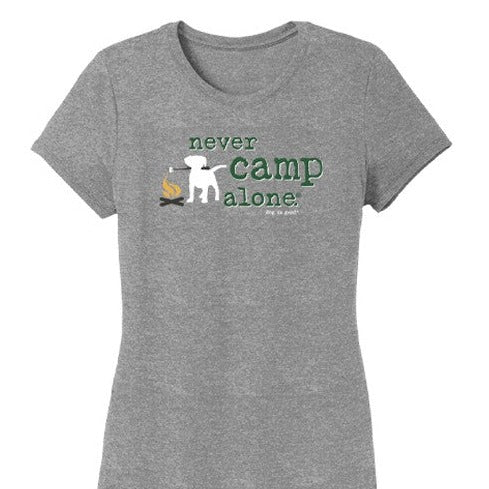 Never Camp Alone Womens T-Shirt - Grey - CLOSEOUT