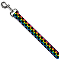 Dog Leash - Checker Black/Neon Rainbow