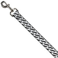 Dog Leash - Diagonal Handlebar Mustaches White/Black