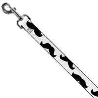 Dog Leash - Mustaches White/Black
