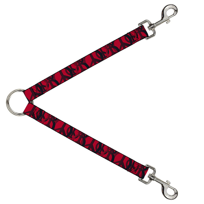 Dog Leash Splitter - Peace Dots Black/Fuchsia