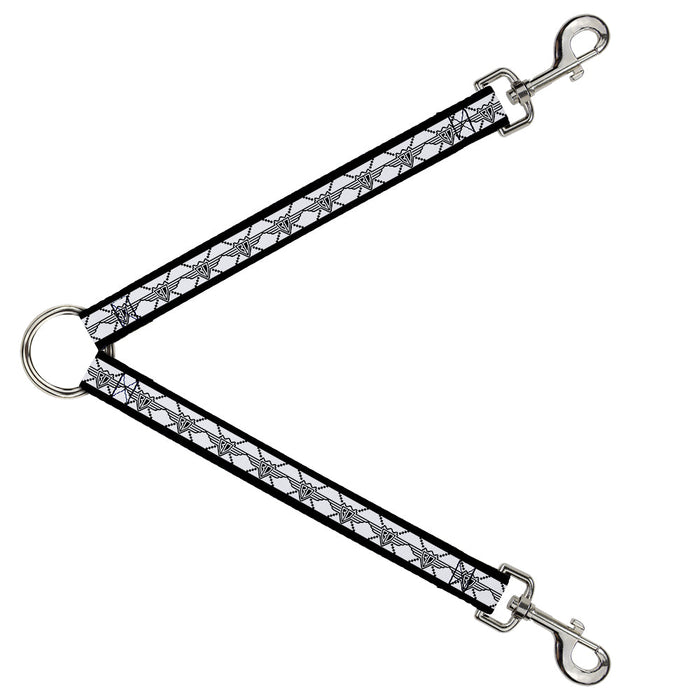 Dog Leash Splitter - BD Monogram2 White/Black
