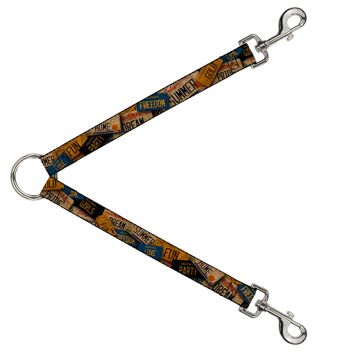 Dog Leash Splitter - Cali License Plates Stacked Vintage
