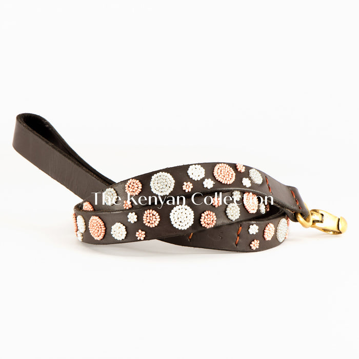 Dots Pink Beaded Dog Lead
