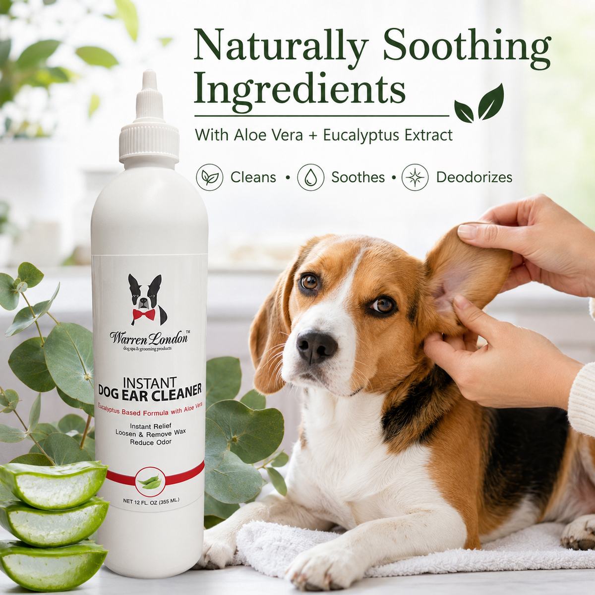 Instant Ear Cleaner For Dogs 4 oz or 12 oz - Removes Wax and Odor