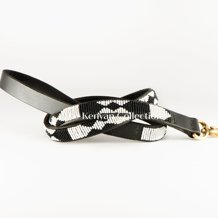 Ebony & Ivory Beaded Dog Lead