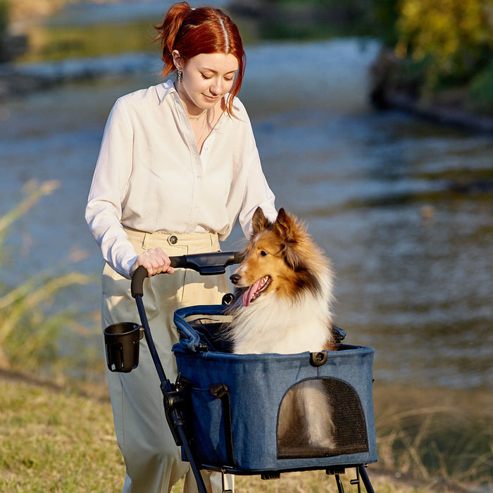 ibiyaya® Essential – Travois Tri-fold Pet Travel System XL, Pet Stroll – 3 Red Rovers