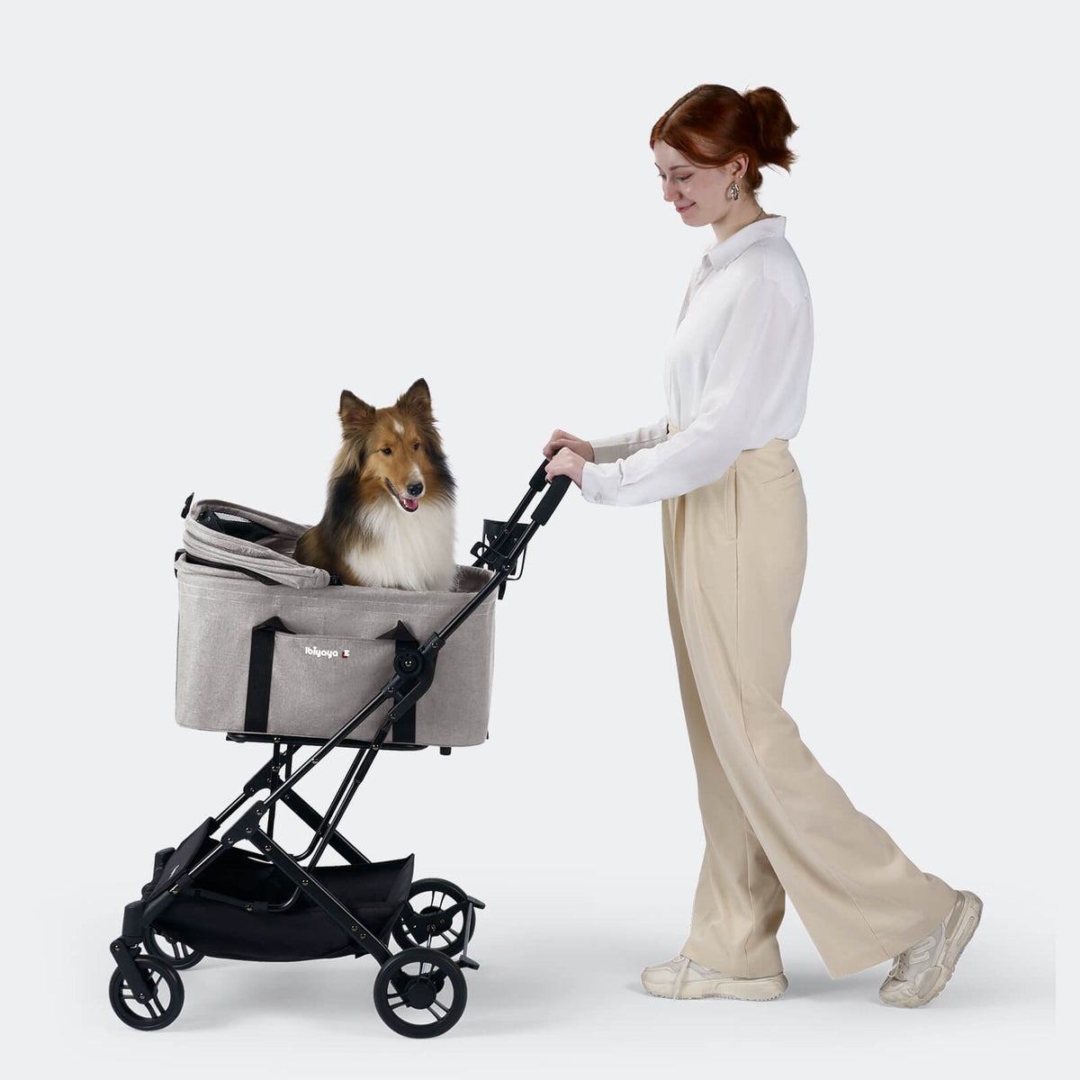 ibiyaya® Essential – Travois Tri-fold Pet Travel System XL, Pet Stroll – 3 Red Rovers