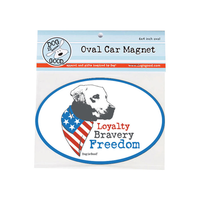 Loyalty Bravery Freedom Car Magnet - White