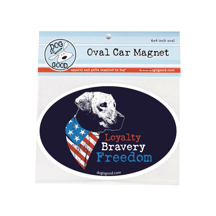 Loyalty Bravery Freedom Dog Car Magnet - Navy