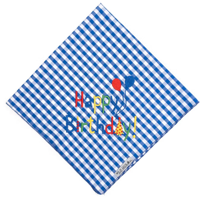 Blue Happy Birthday Tie-On Bandana