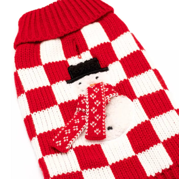 Checkerboard Snowman Roll Sweater