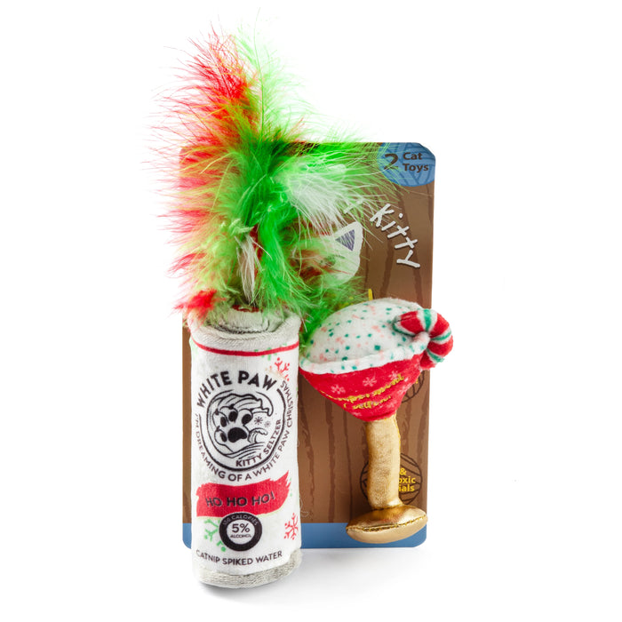 White Paw Kitty Seltzer & Pawpermint Cattini Cat Toy Set