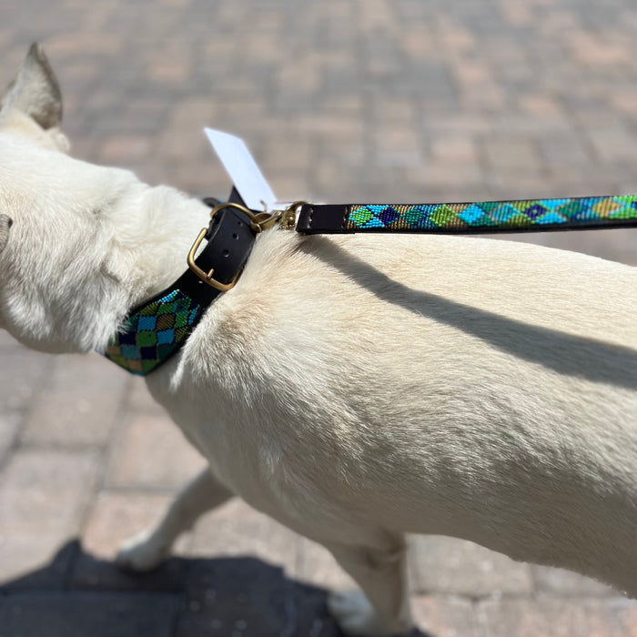 Peacock Argyle Beaded Dog Lead