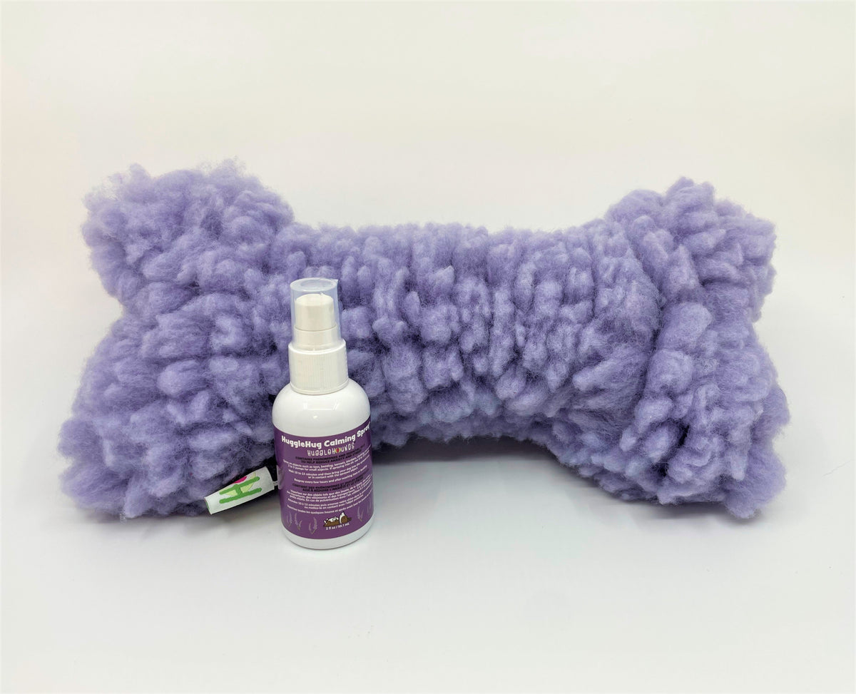 HuggleHug™ Lavender Bone & 2oz Calming Spray Dog Toy Set