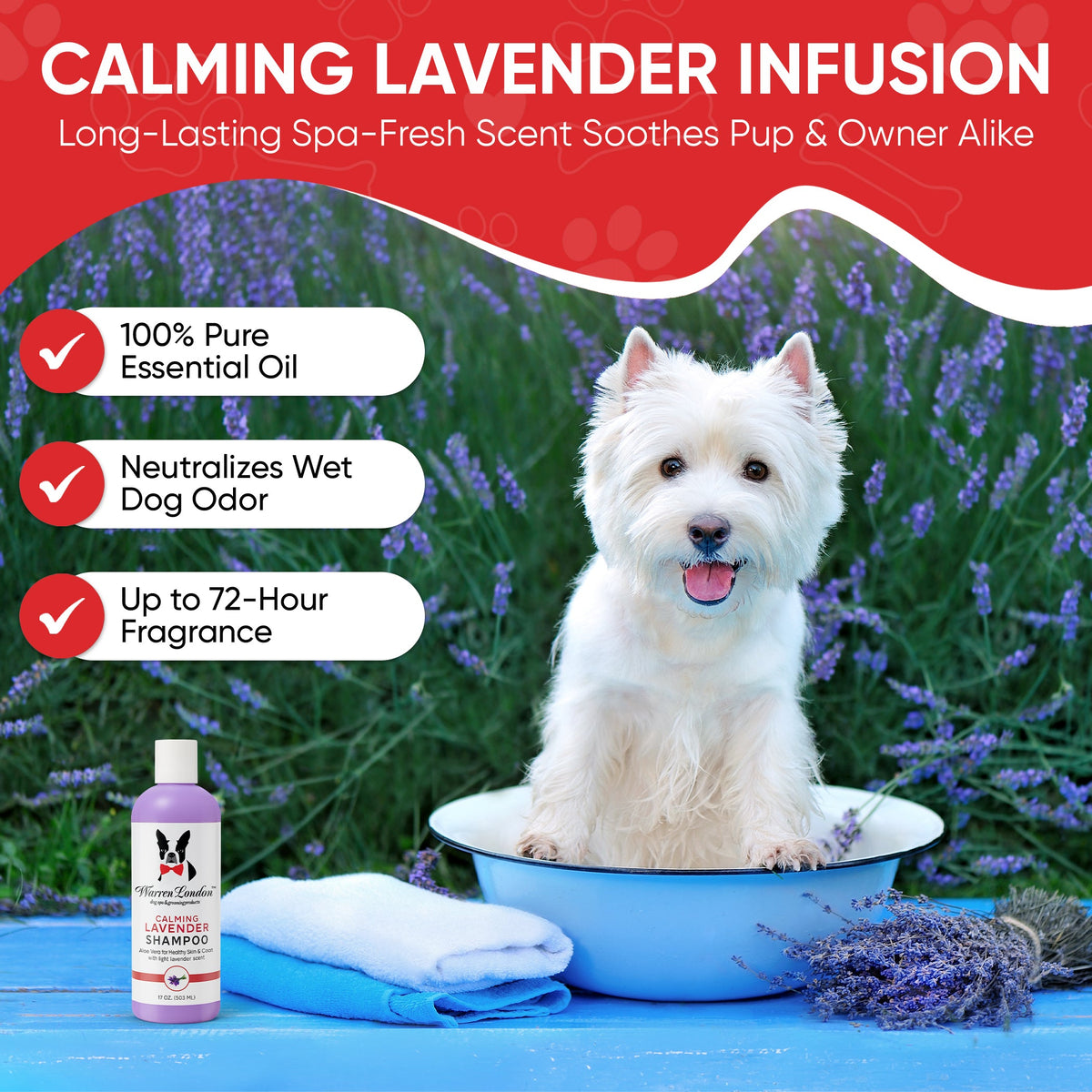 Calming Lavender Dog Shampoo w/Aloe Vera & Essential Oils