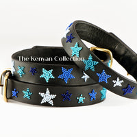 Indigo Stars Beaded Dog Collar