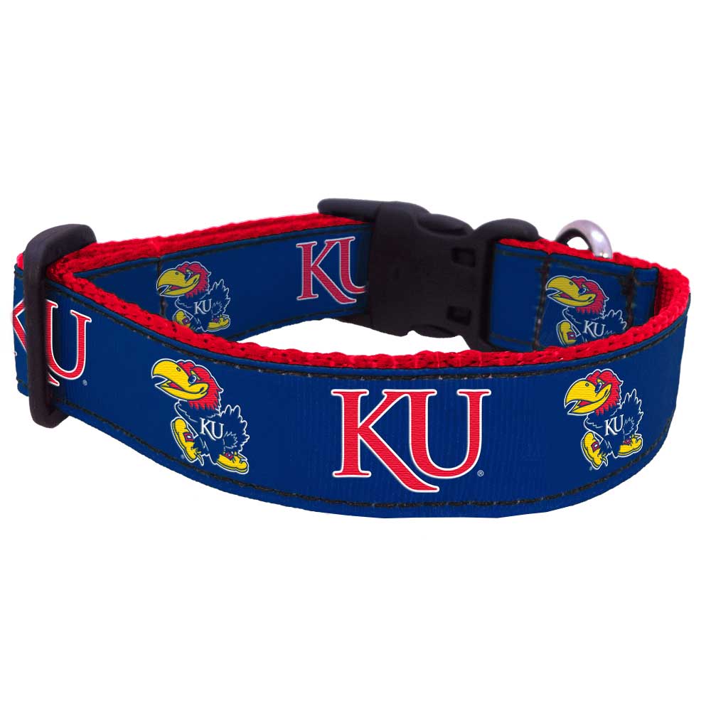 KS Jayhawks Nylon Dog Collar or Leash