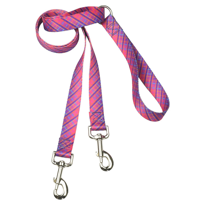 Neon Sunrise Plaid Double Connection Leash – EarthStyle