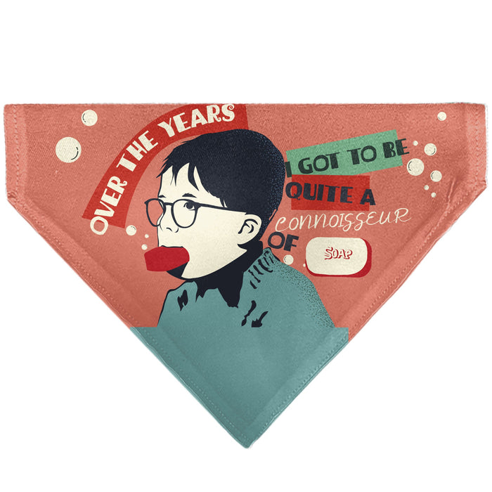 Pet Bandana - A CHRISTMAS STORY Icons and Title Logo Collage Greens/Reds