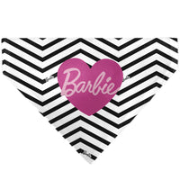 Pet Bandana - BARBIE Script Heart Chevron White/Black/Pinks
