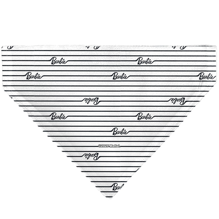 Pet Bandana - BARBIE Script Stripe White/Black